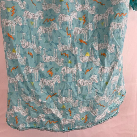Chubbies Men's Shirt L Aqua White Orange Yellow Half Button Short Sleeve Zebra - Picture 9 of 10